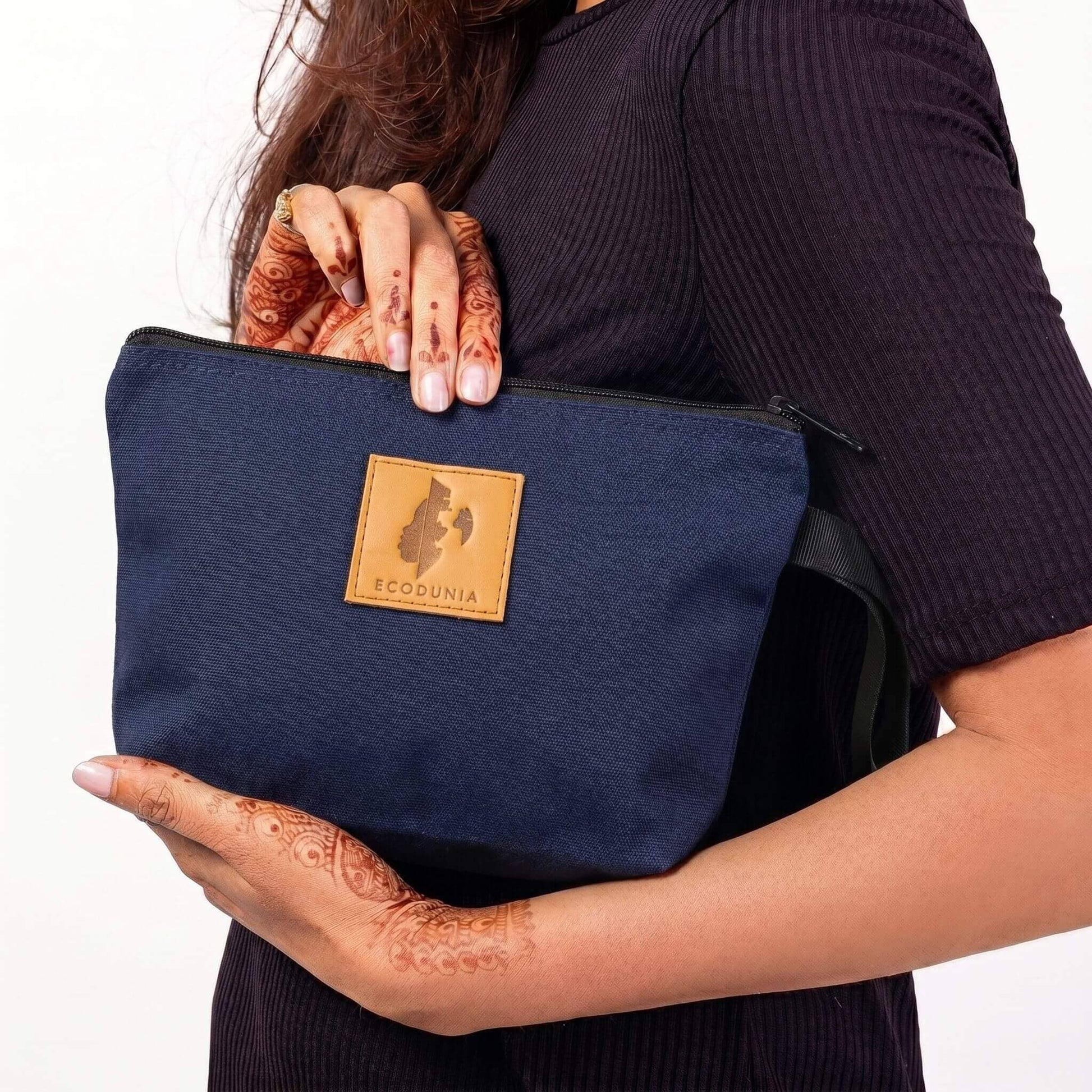 Ren Canvas Makeup Bag Ecodunia #color_navy-blue