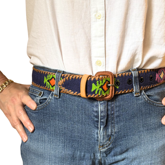 Navy Handwoven Guatemalan Whip-Stitched Belt