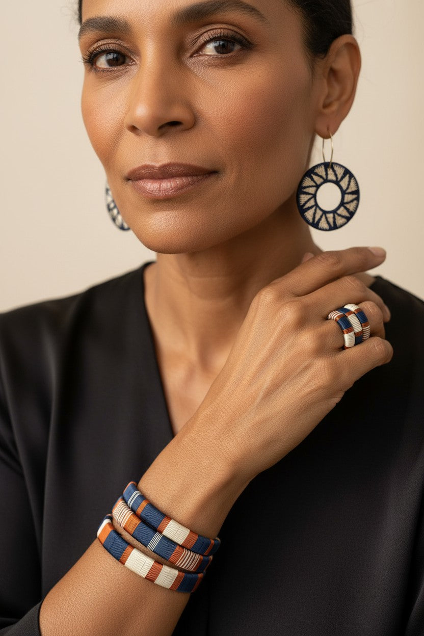 Navy & Copper Rings-TAVWE