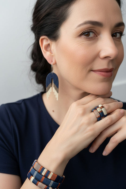 Navy & Copper Rings-TAVWE