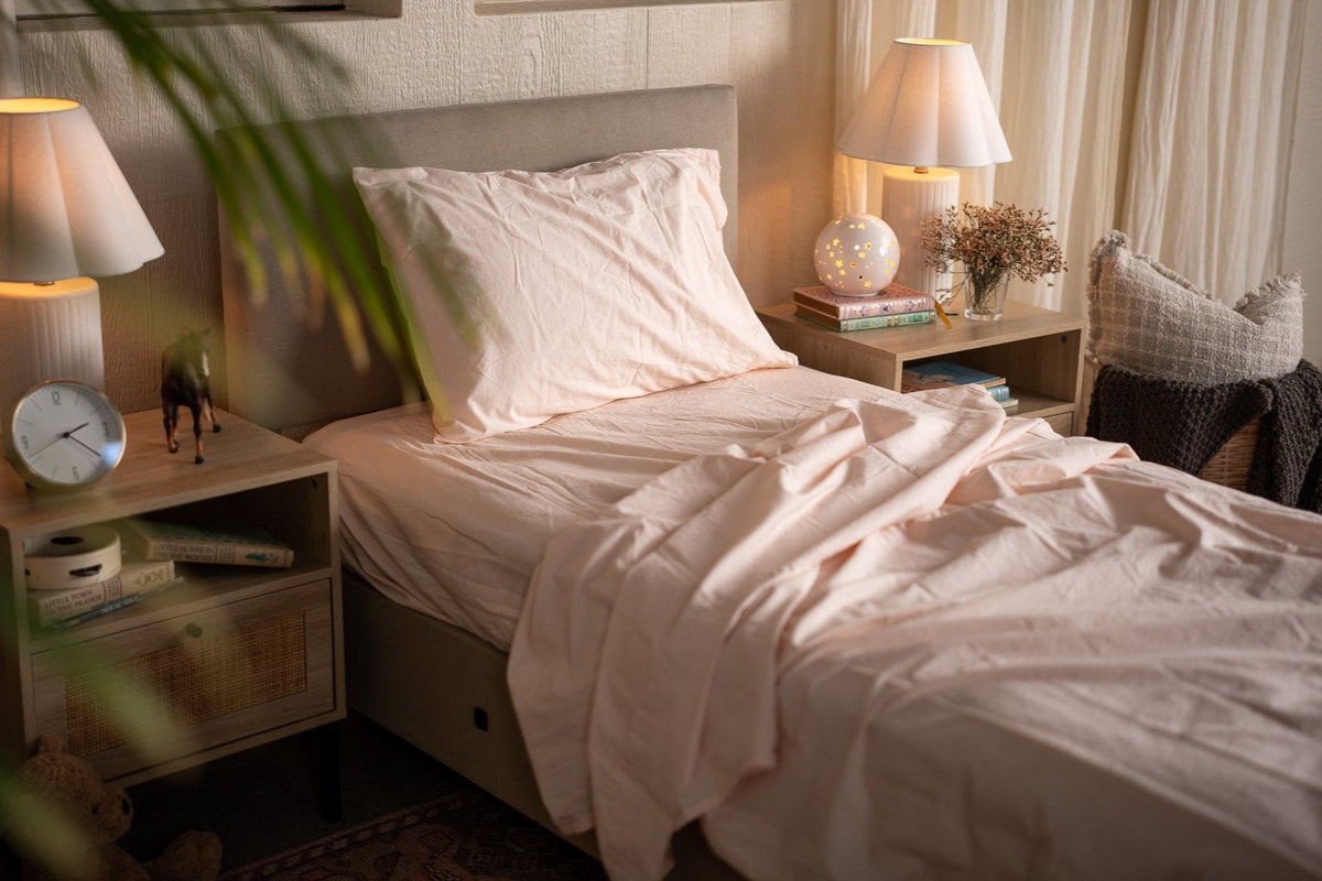 Kids Crinkle Percale Organic Cotton Sheet Set + Pillowcases