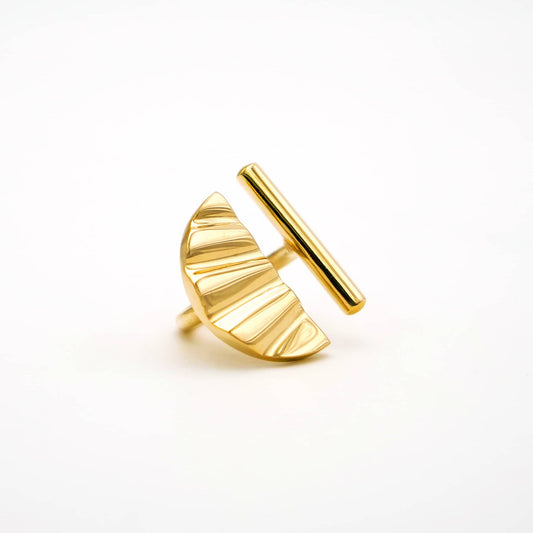 Bar and Shell Semicircle Ring | Nika - EcoDunia
