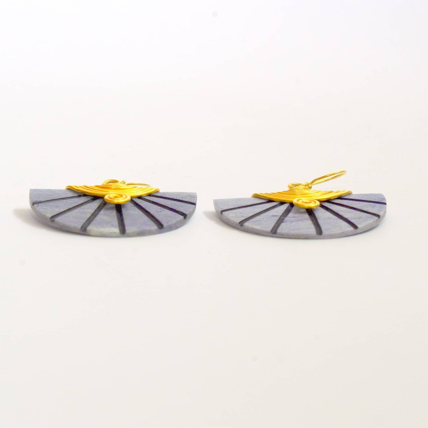 Carved Soapstone Half-Moon Earrings | Nusu Ecodunia