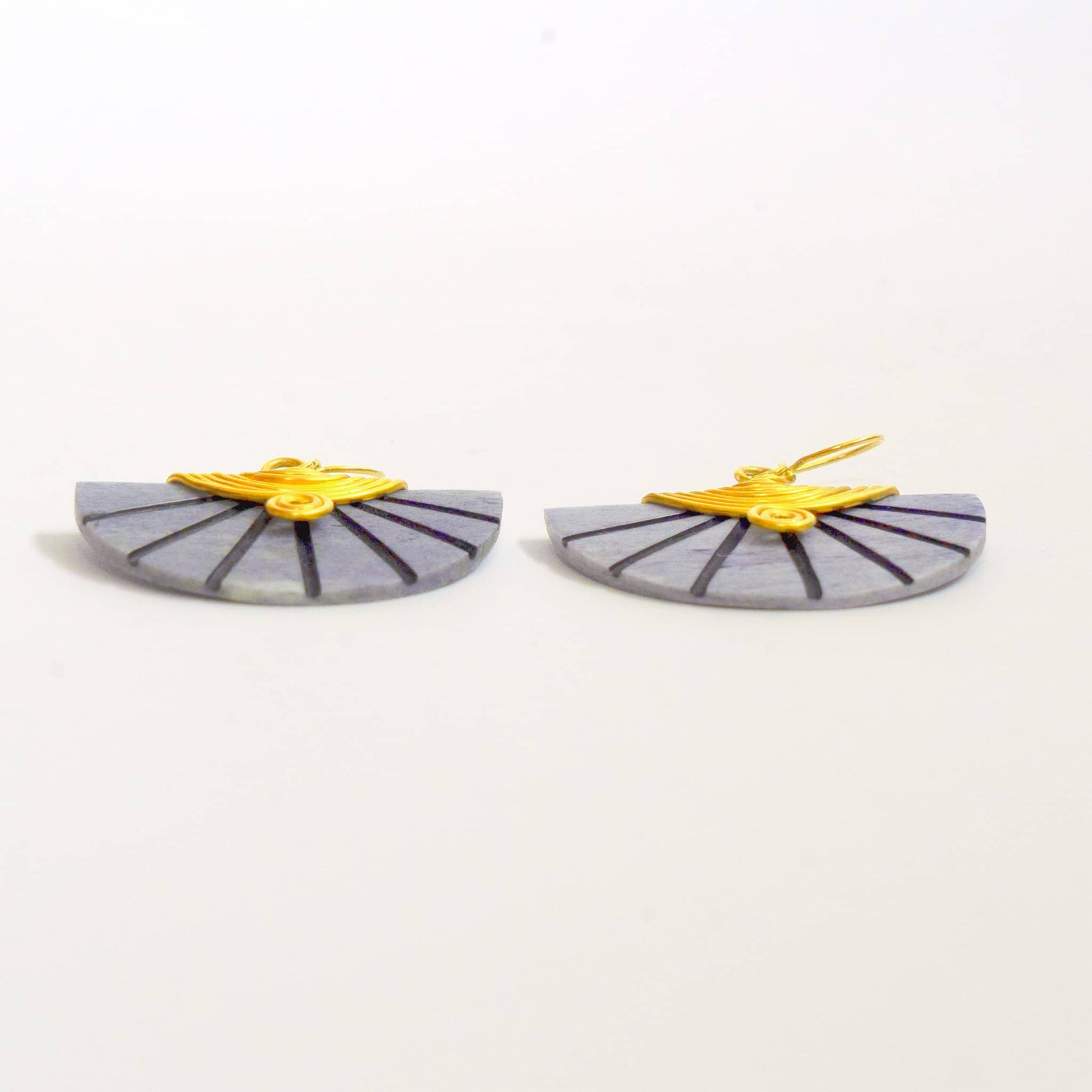 Carved Soapstone Half-Moon Earrings | Nusu Ecodunia