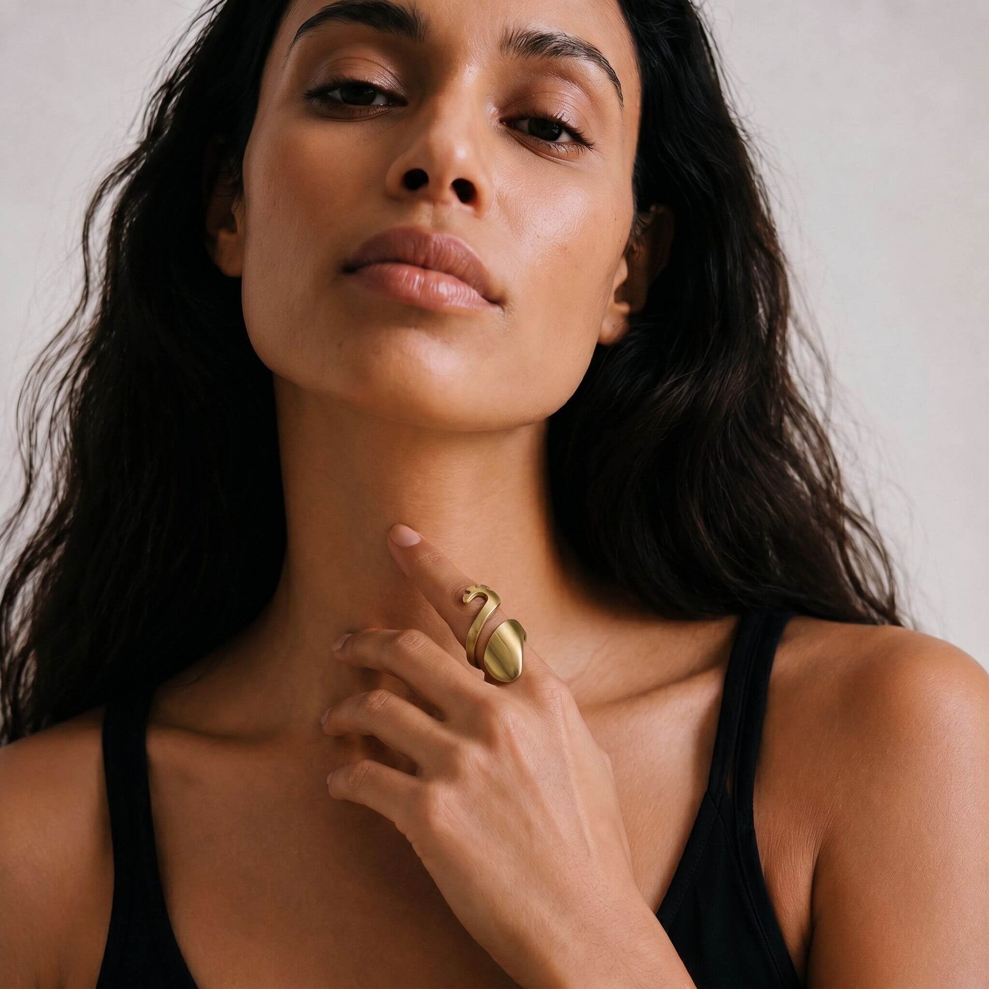 Brass Open Wrap Crossover Ring | Mau