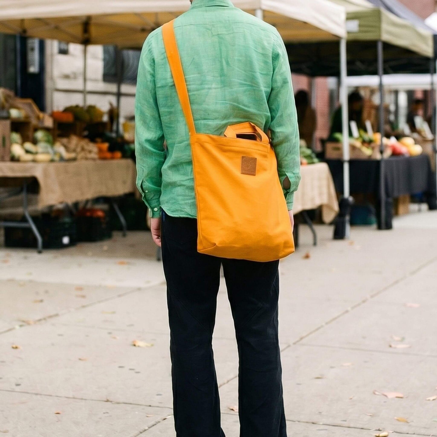 Canvas Carry-All Crossbody Bag for Men & Women | Amani #color_orange