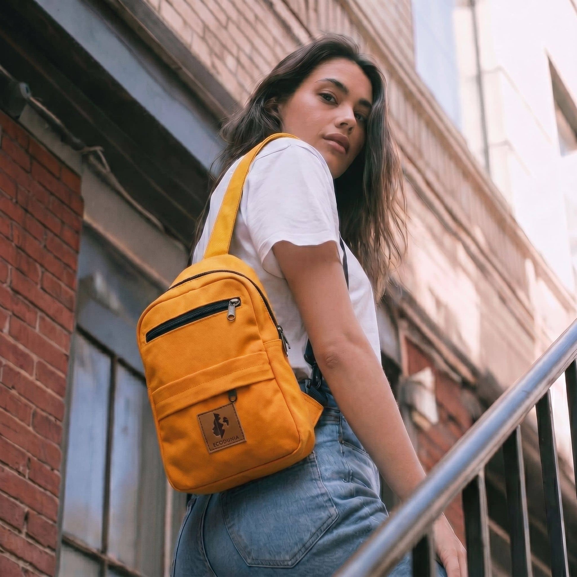 Umoja orange canvas crossbody sling bag #color_orange