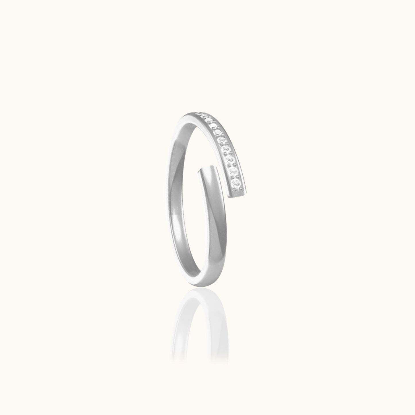Overlap CZ Titanium Band Ring