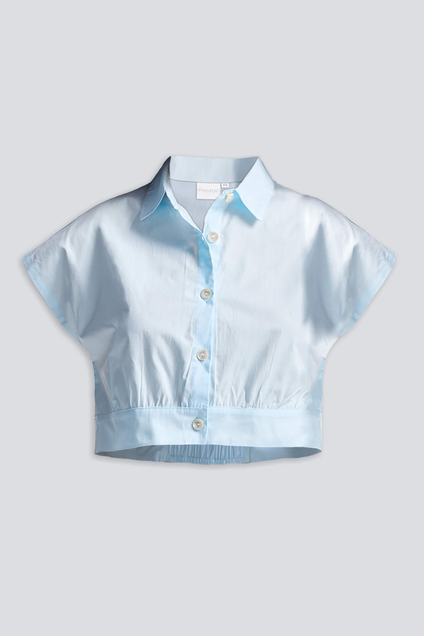 Oversized Crop Shirt in Summer Blue Flat Lay