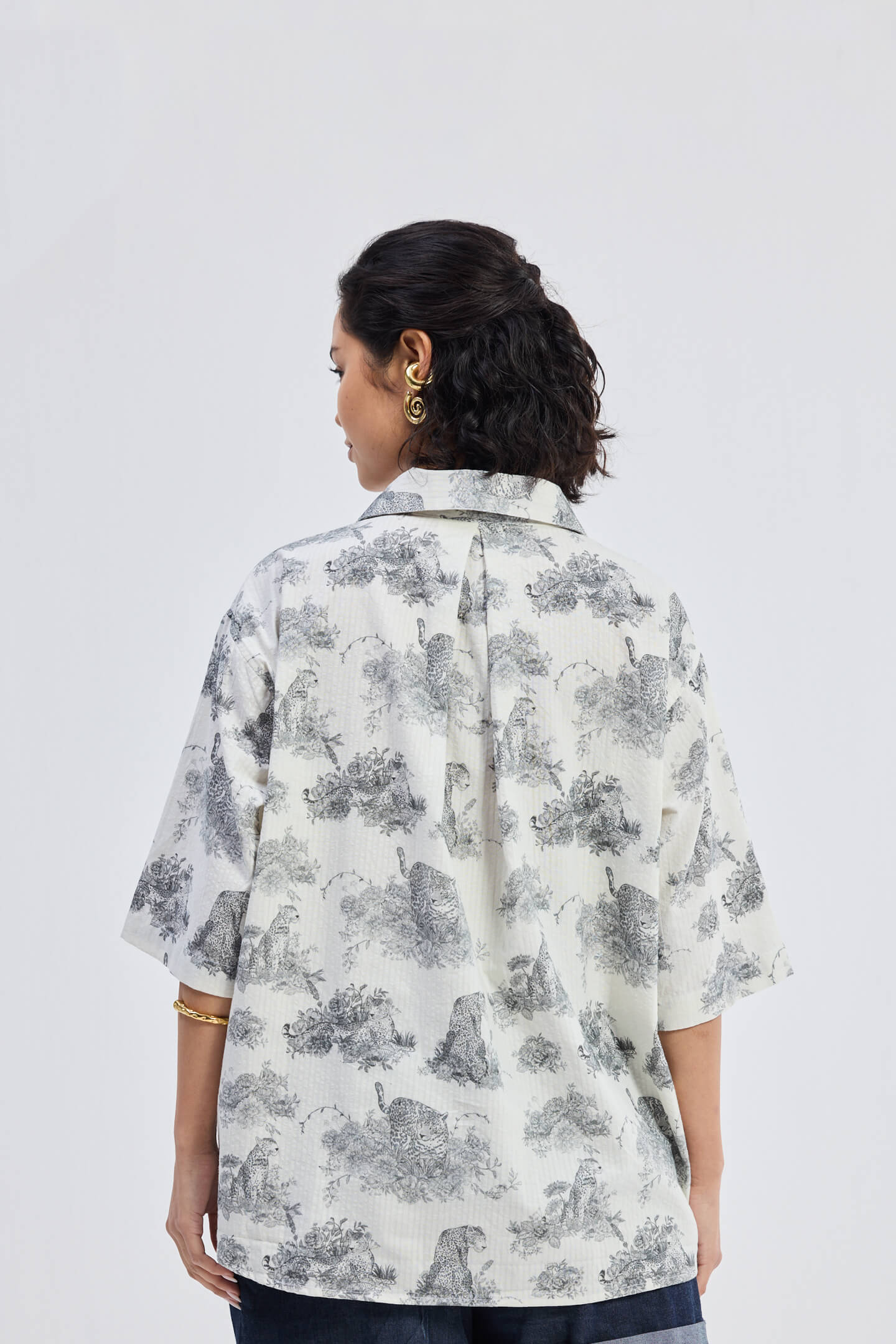 Oversized High-Low Shirt in Animal print