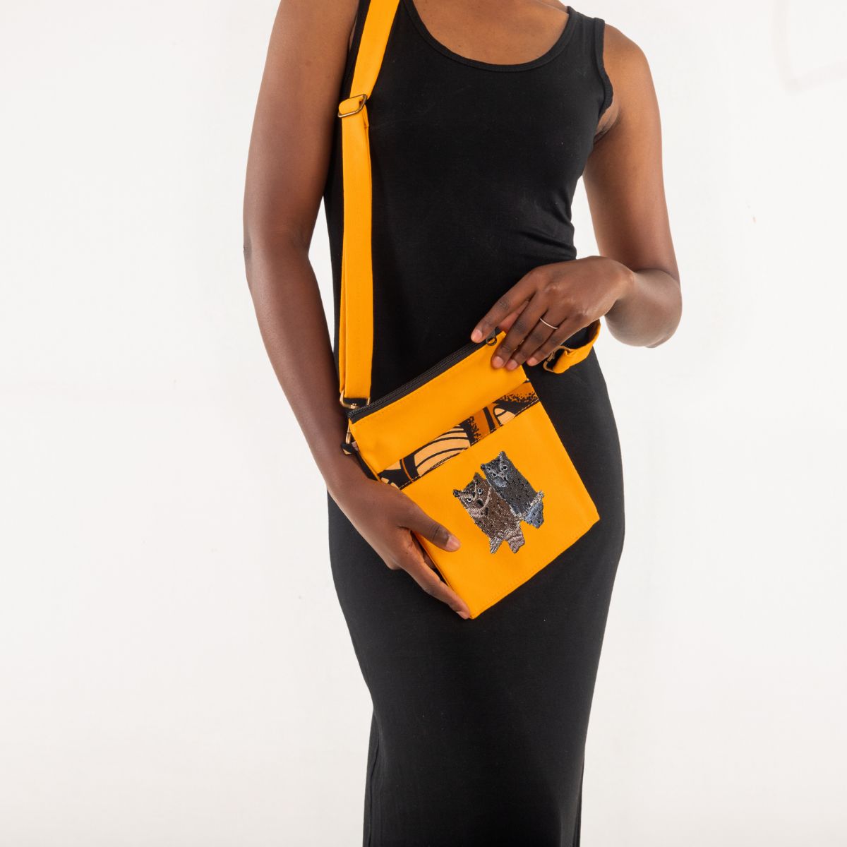 Owls Embroidered Canvas Crossbody Bag | Essentials