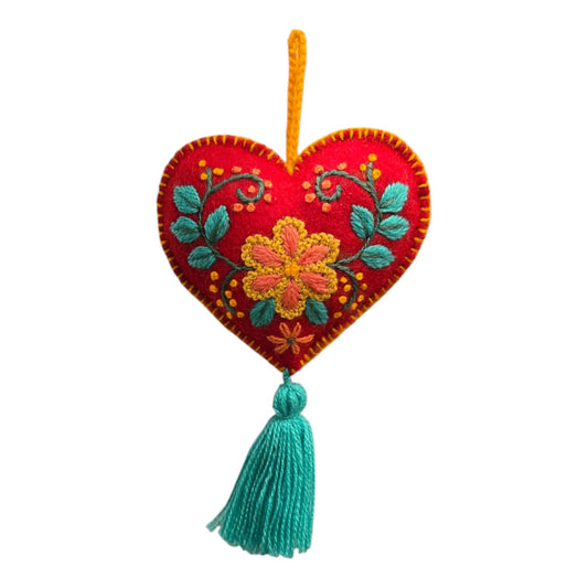 Embroidered Heart Sachet, Red