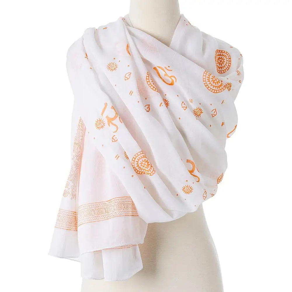 OMSutra OM Shanti Paisley hand printed Cotton Shawl