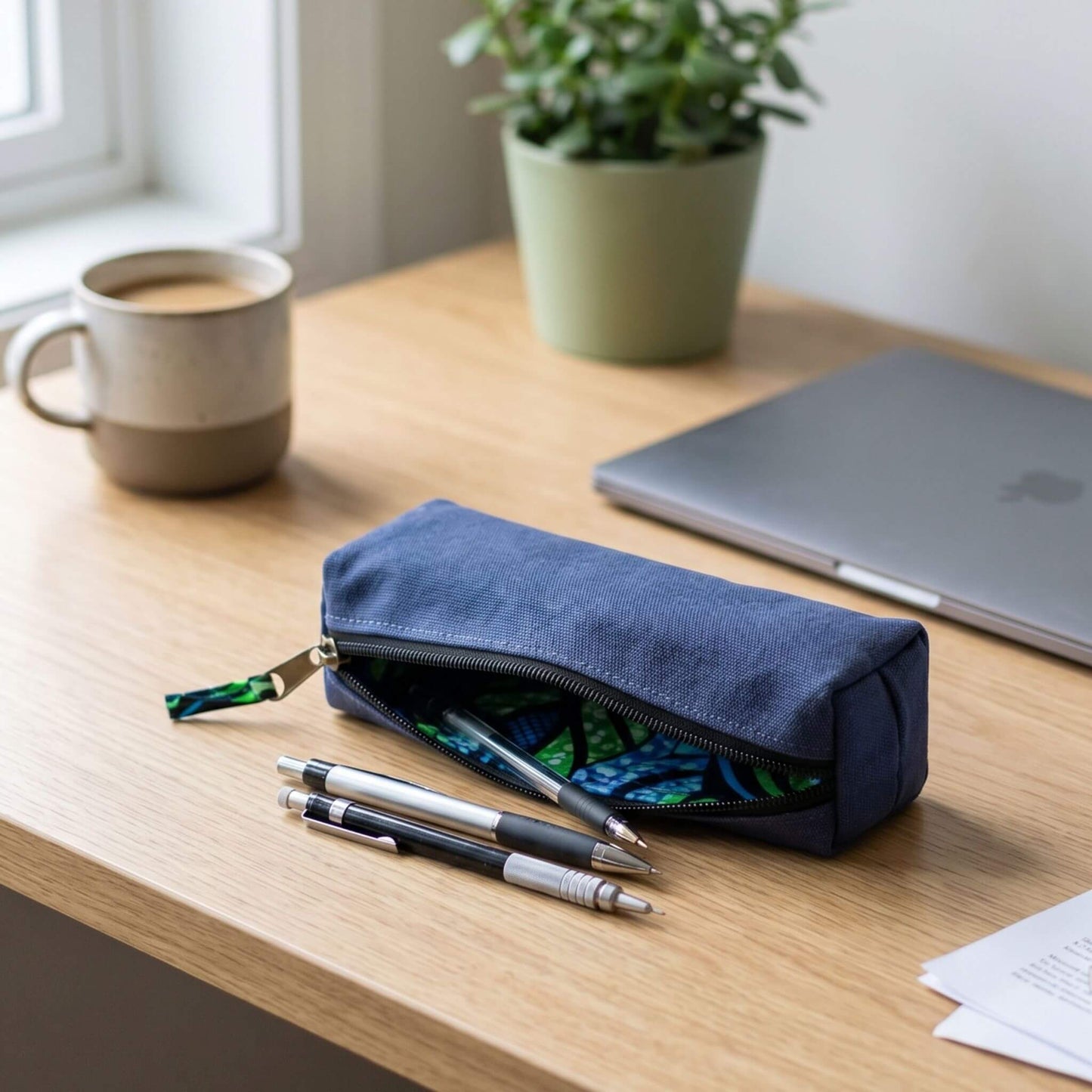 Pencil Pouch Zipper Bag – Fair Trade Cotton Canvas Pencil Case  - EcoDunia #color_pale-blue