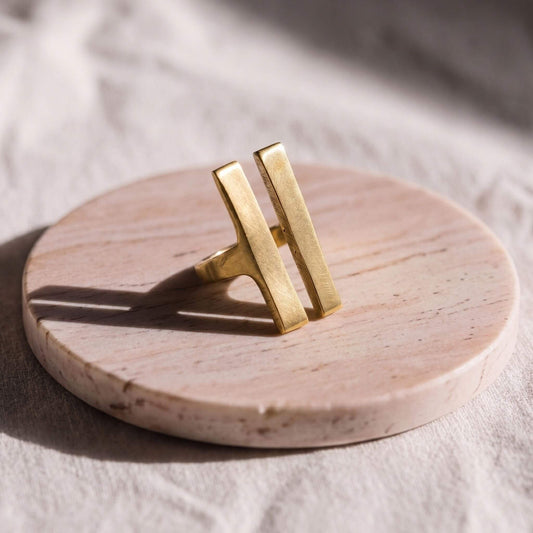 Parallel Double Band Brass Ring | Simba