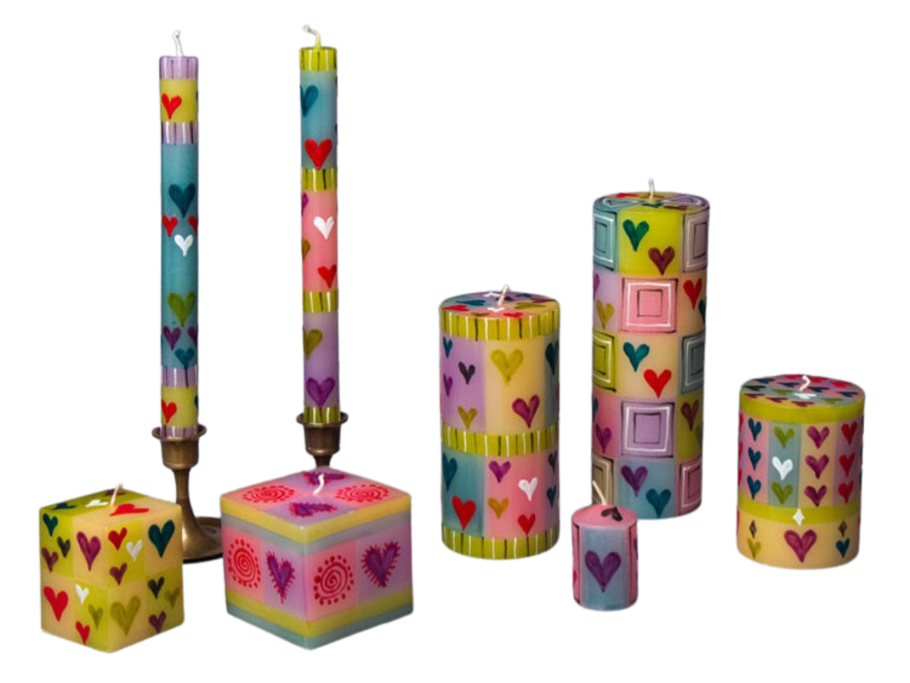 Pastel Hearts Painted Candles