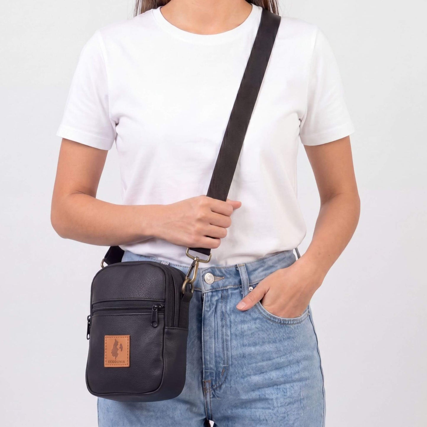 Rozi Vegan Leather Crossbody Bag 1L #color_pebble-black