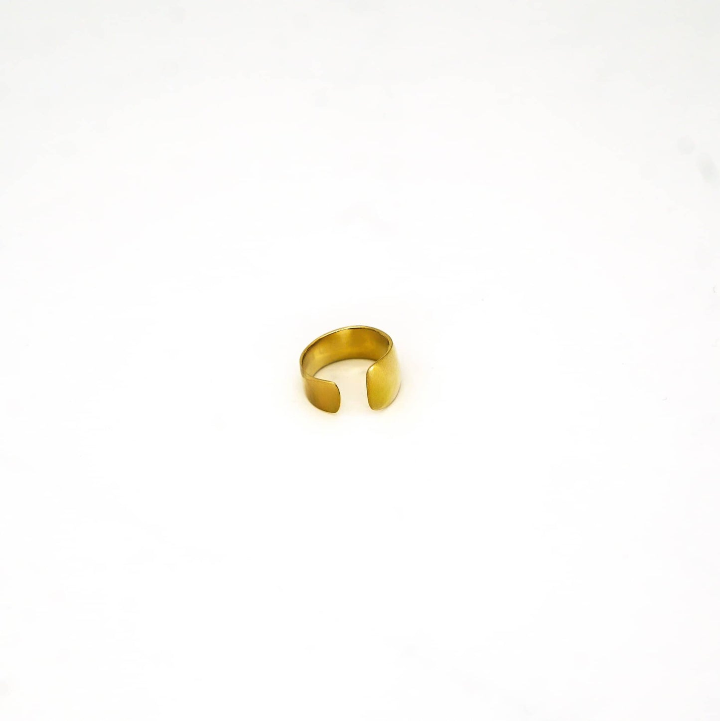 Penda wide band brass cuff ring side profile showing band width