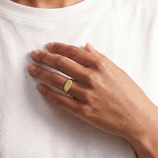Brass Narrow Oval Signet Ring | Pendo - EcoDunia