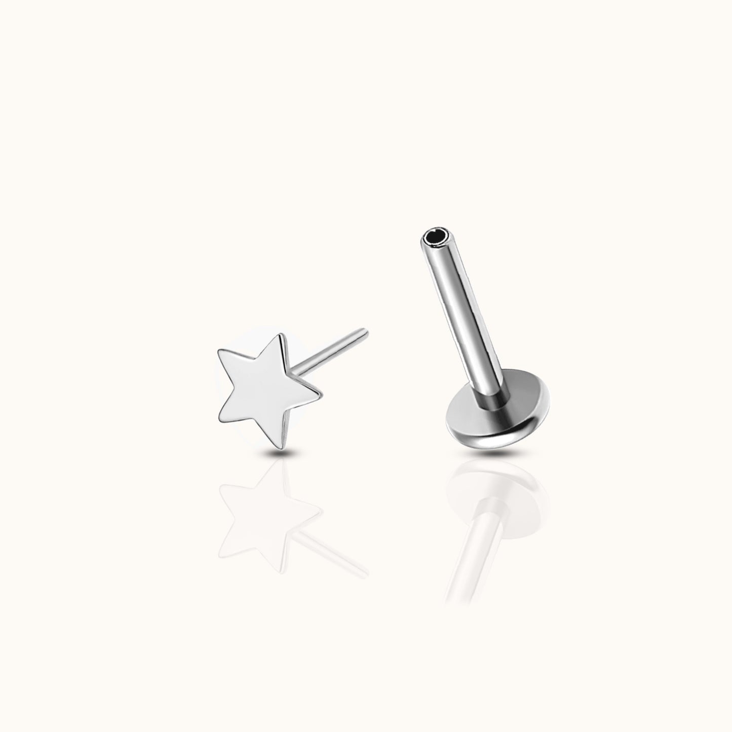 Petite Star Threadless Labret Titanium Flat Back Earring