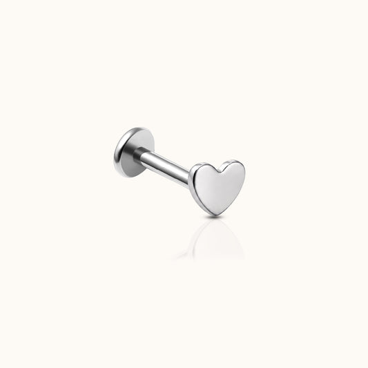 Petite Heart Threadless Labret Titanium Flat Back Earring