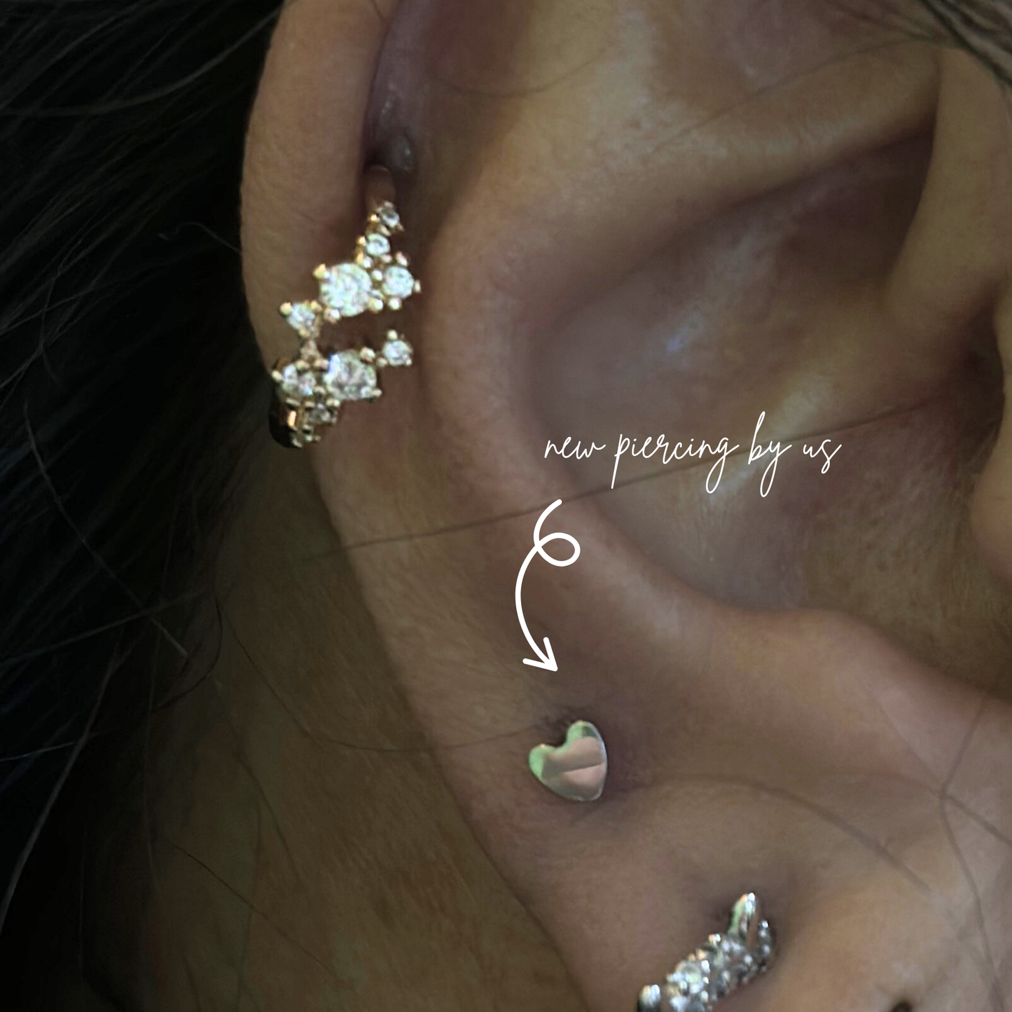 Petite Heart Threadless Labret Titanium Flat Back Earring