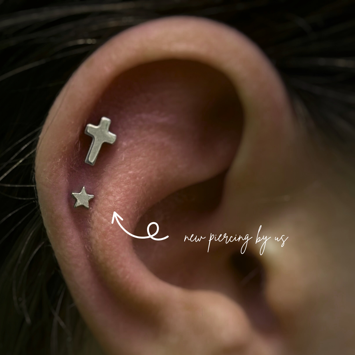 Petite Star Threadless Labret Titanium Flat Back Earring