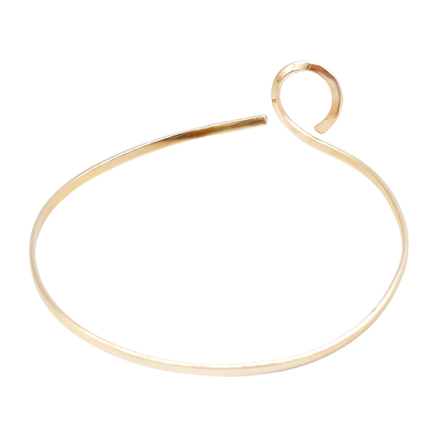Pindu open back brass collar choker necklace worn on neck showing collar profile