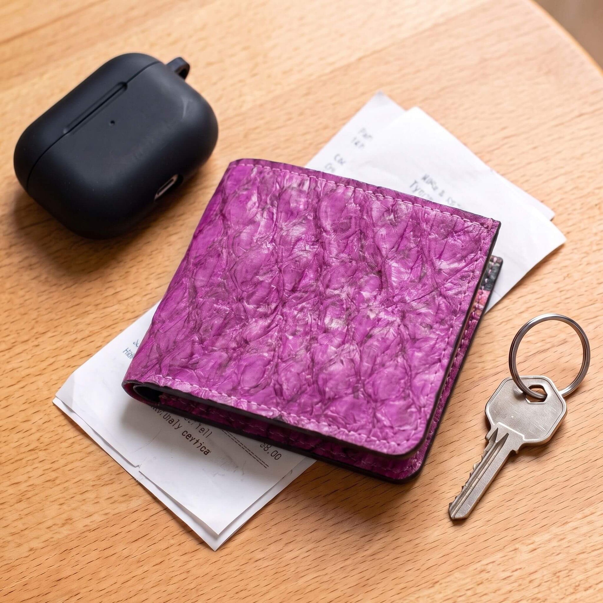 Genuine Slim Fish Wallets - Bifold Fish Leather Wallet - EcoDunia #color_Orchid-Purple