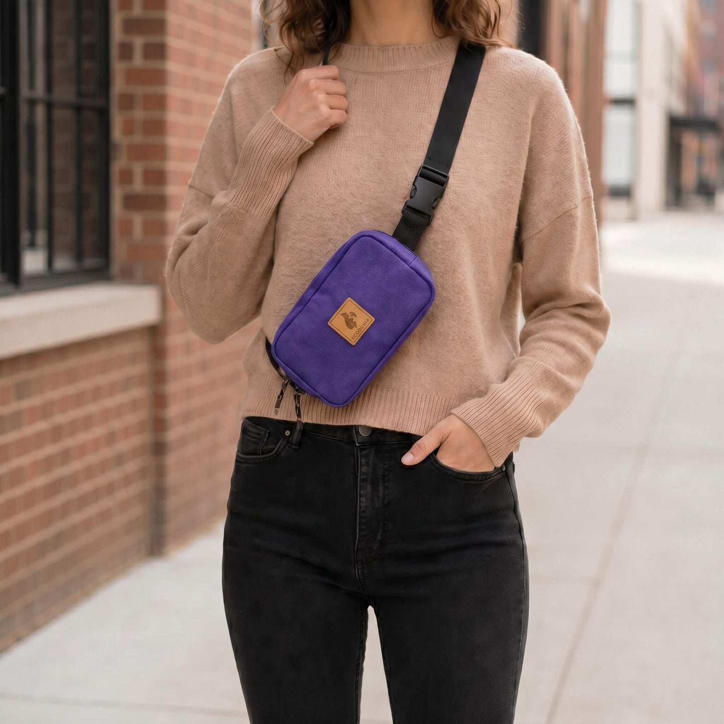 Canvas Crossbody Belt Bag Pouch, The Everywhere Belt Bag #color_purple