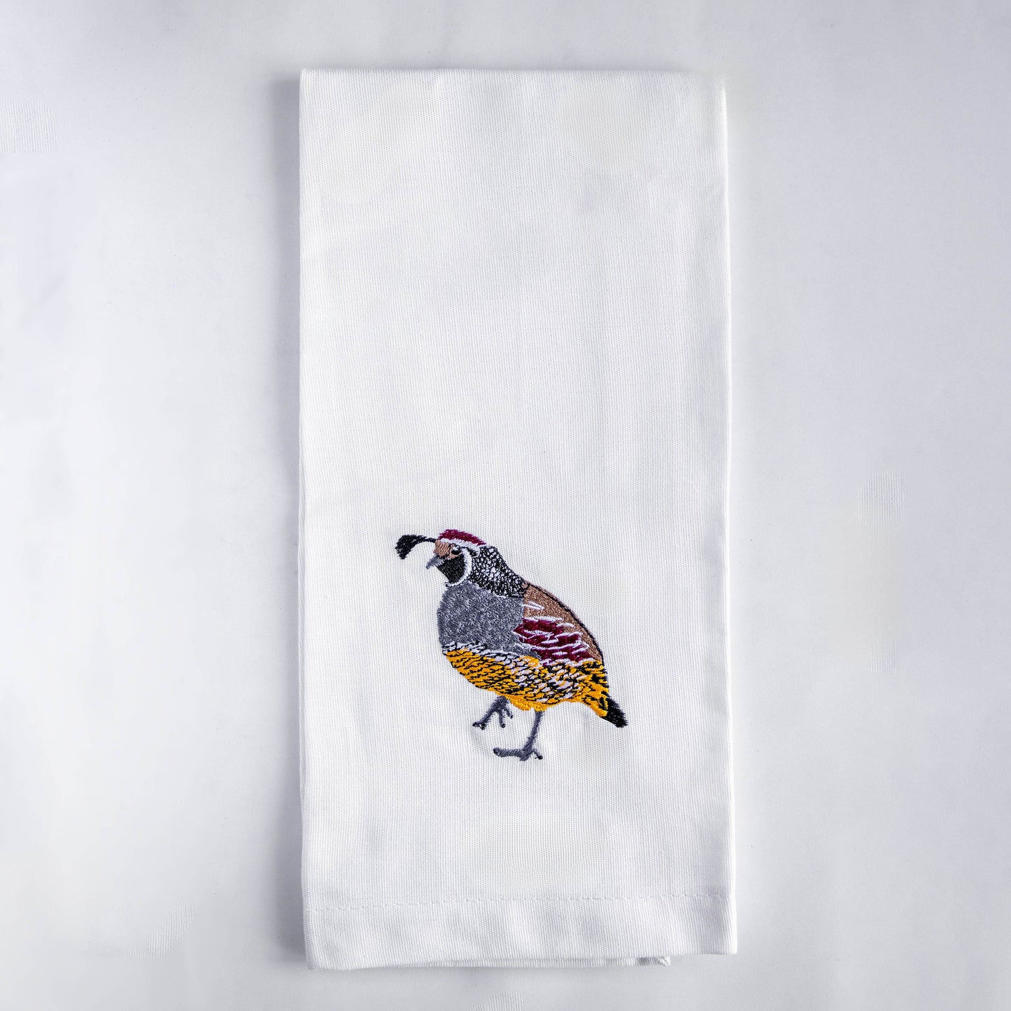 Quail Bird embroidered handmade cotton kitchen tea towel #birds_quail