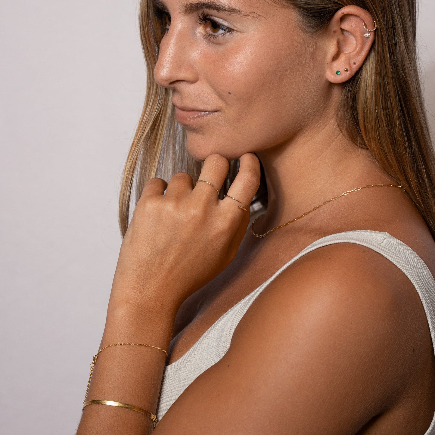 Silver Flat Herringbone Snake Chain Bracelets