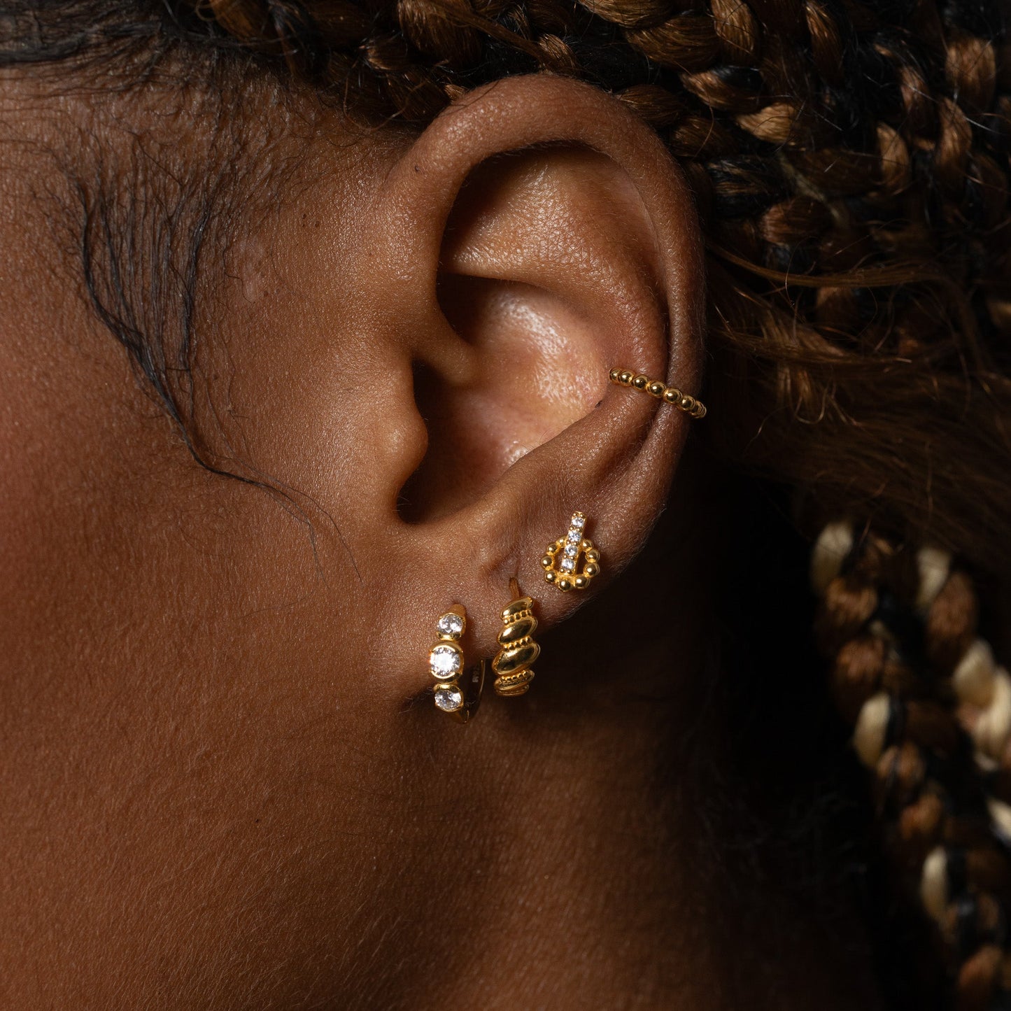 Triple CZ Hoop Earrings