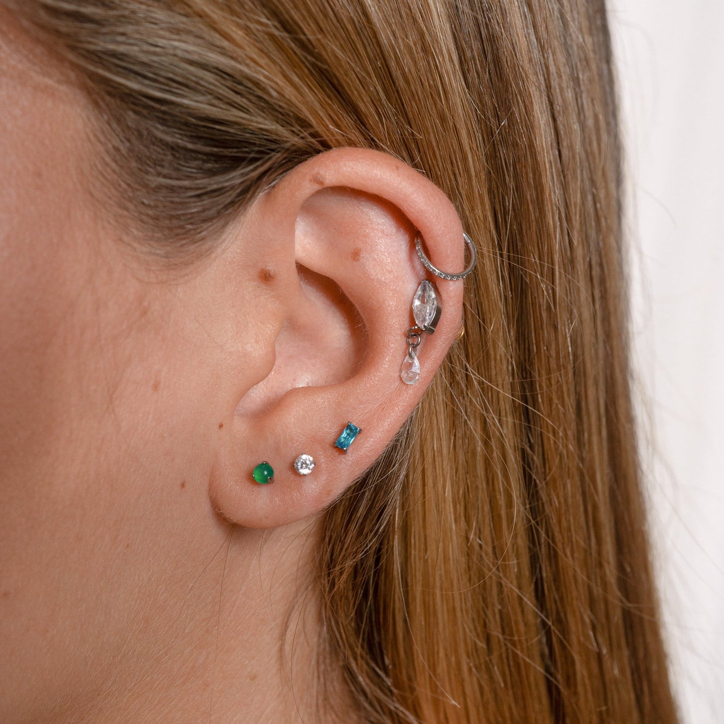 Classic CZ Clicker 8mm Titanium PVD Gold Hinged Hoop Earring