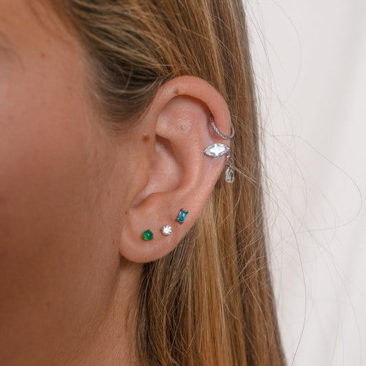 Classic Pink CZ 3mm Threadless Labret Titanium Flat Back Earring