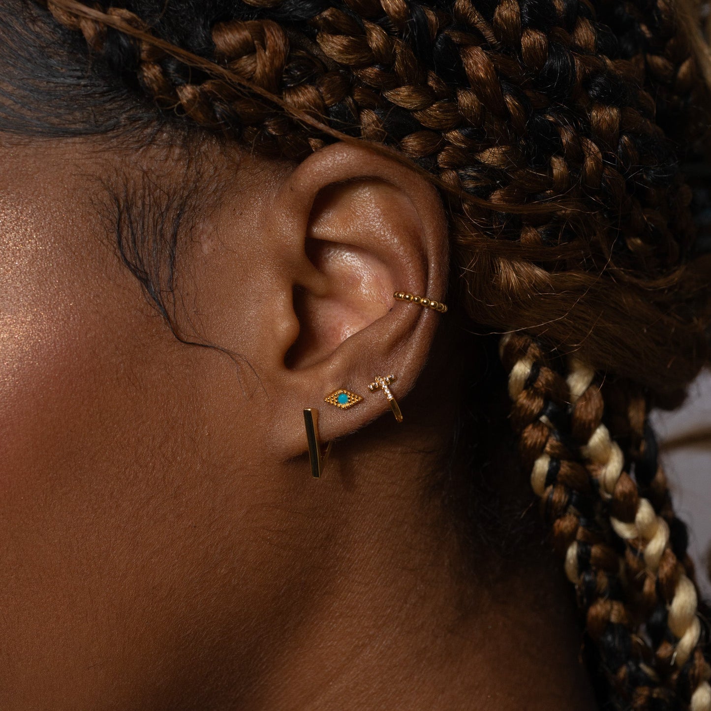 Turquoise Evil Eye Stud Earrings