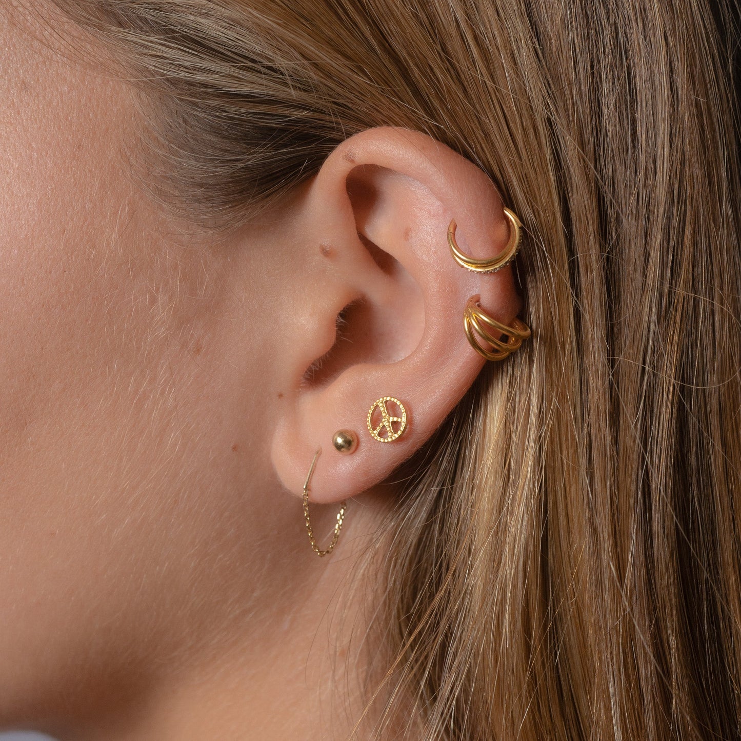 Triple Circle Geometric Clicker Titanium Hinged Hoop Earring