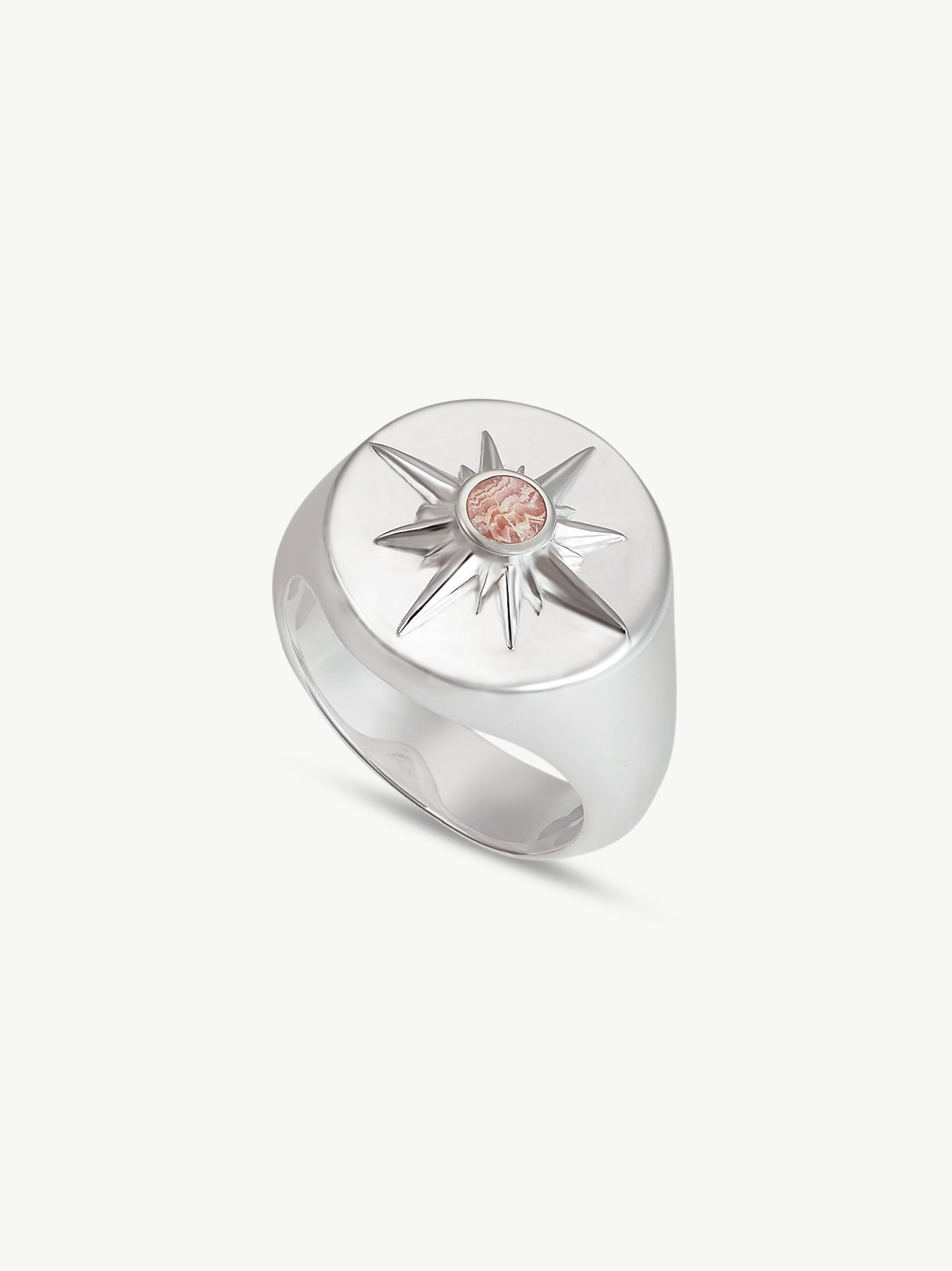 Sterling Silver Pink Rhodochrosite Ring - Astrid | No More Nobody