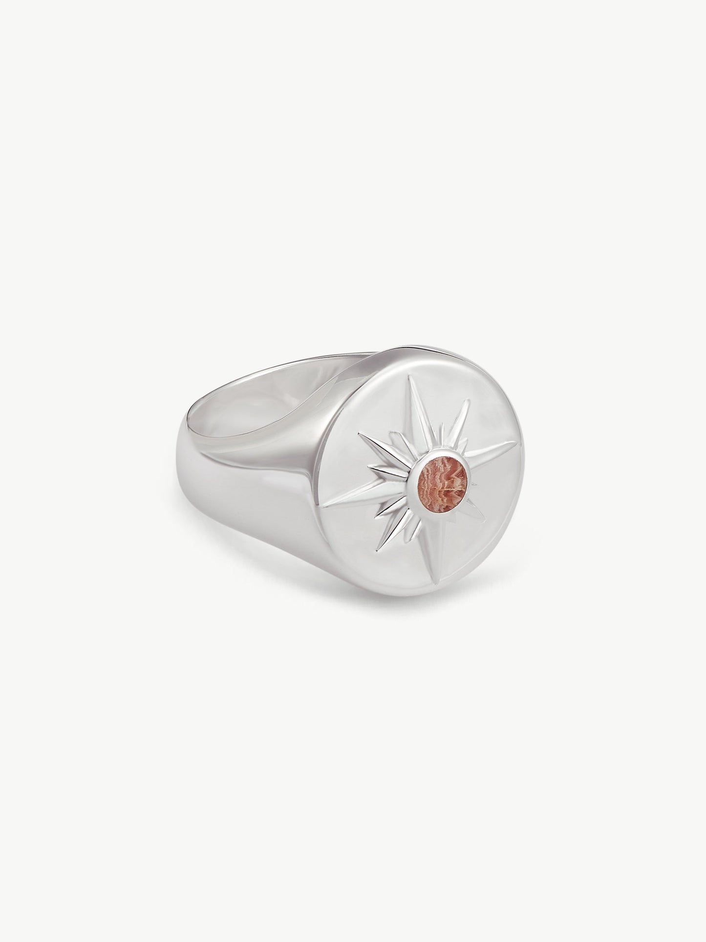 Sterling Silver Pink Rhodochrosite Ring - Astrid | No More Nobody