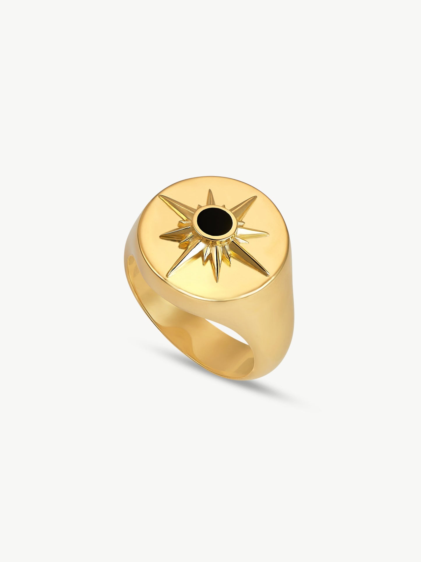 Gold plated Onyx Ring - Astrid | No More Nobody