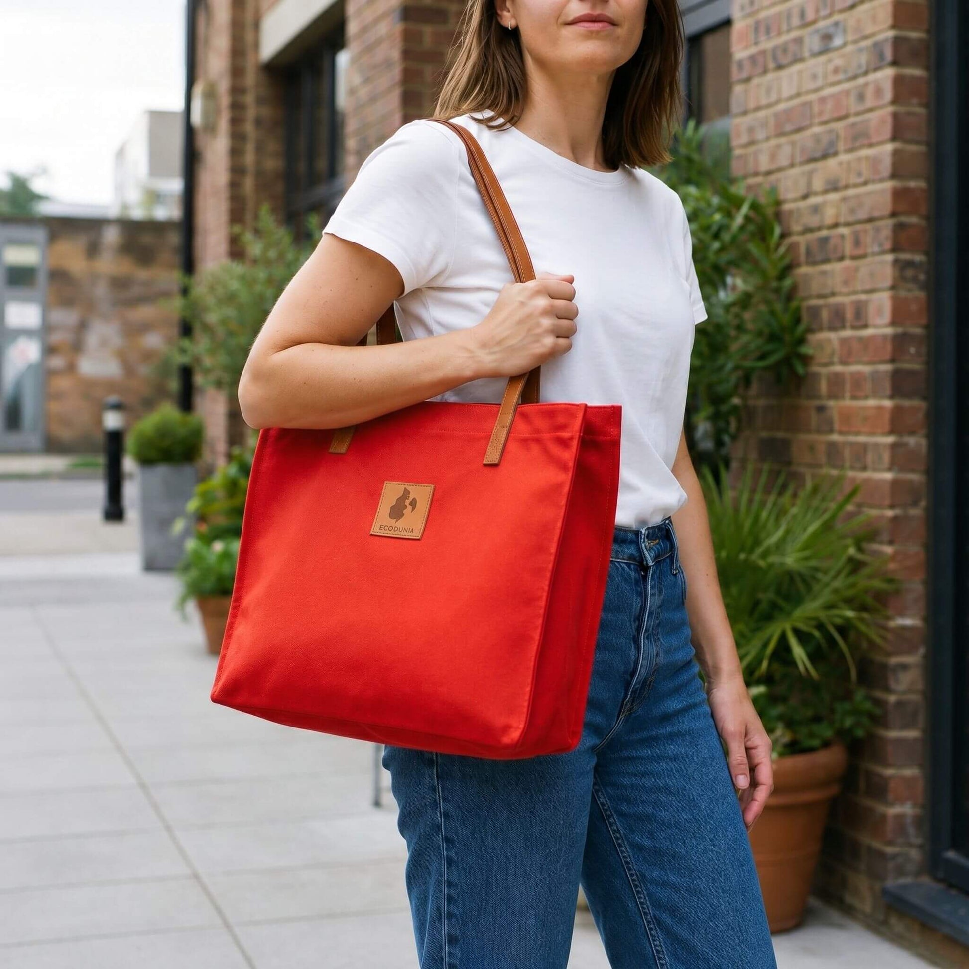 High Quality Canvas Tote Bags for Women  EcoDunia #color_red