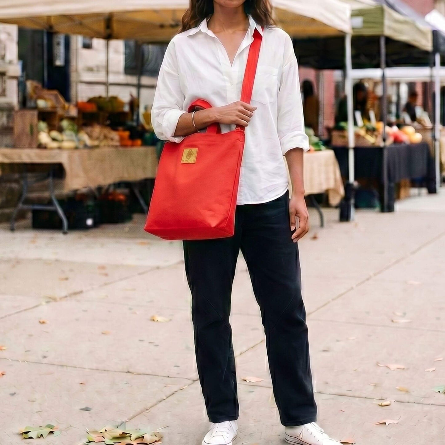 Canvas Carry-All Crossbody Bag for Men & Women | Amani #color_red