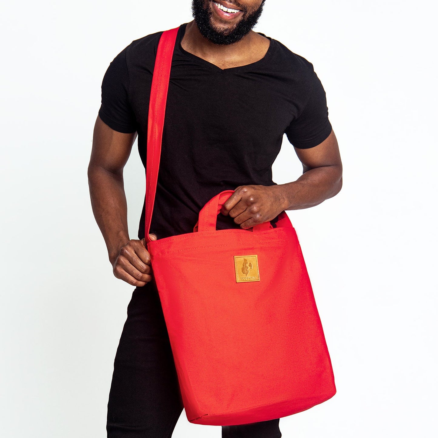 Canvas Carry-All Crossbody Bag for Men & Women | Amani #color_red