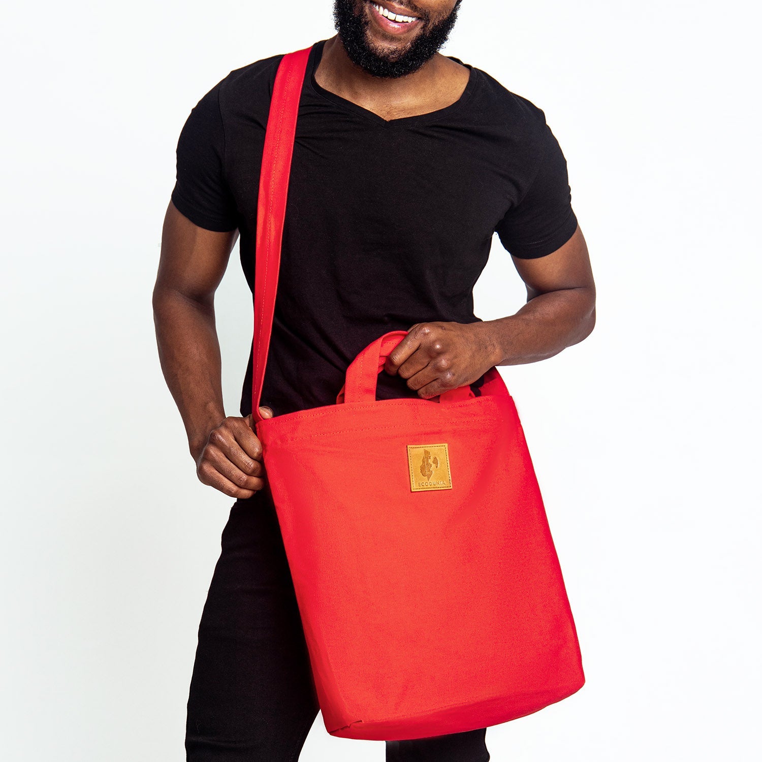 Canvas Carry-All Crossbody Bag for Men & Women | Amani #color_red