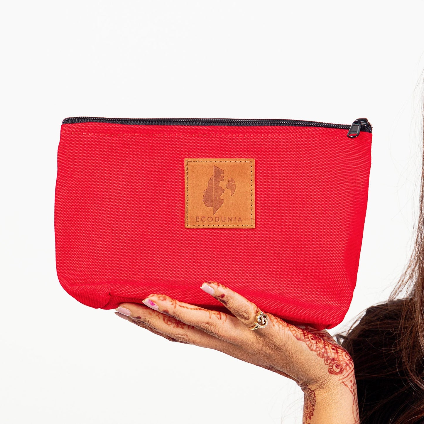 Ren Canvas Makeup Bag – Fair Trade Cosmetic & Toiletry Pouch #color_red