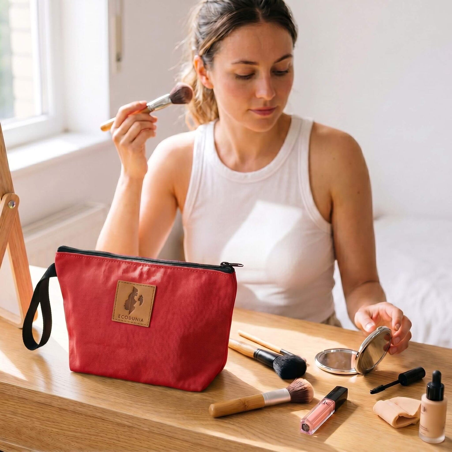 Ren Canvas Makeup Bag Ecodunia #color_red