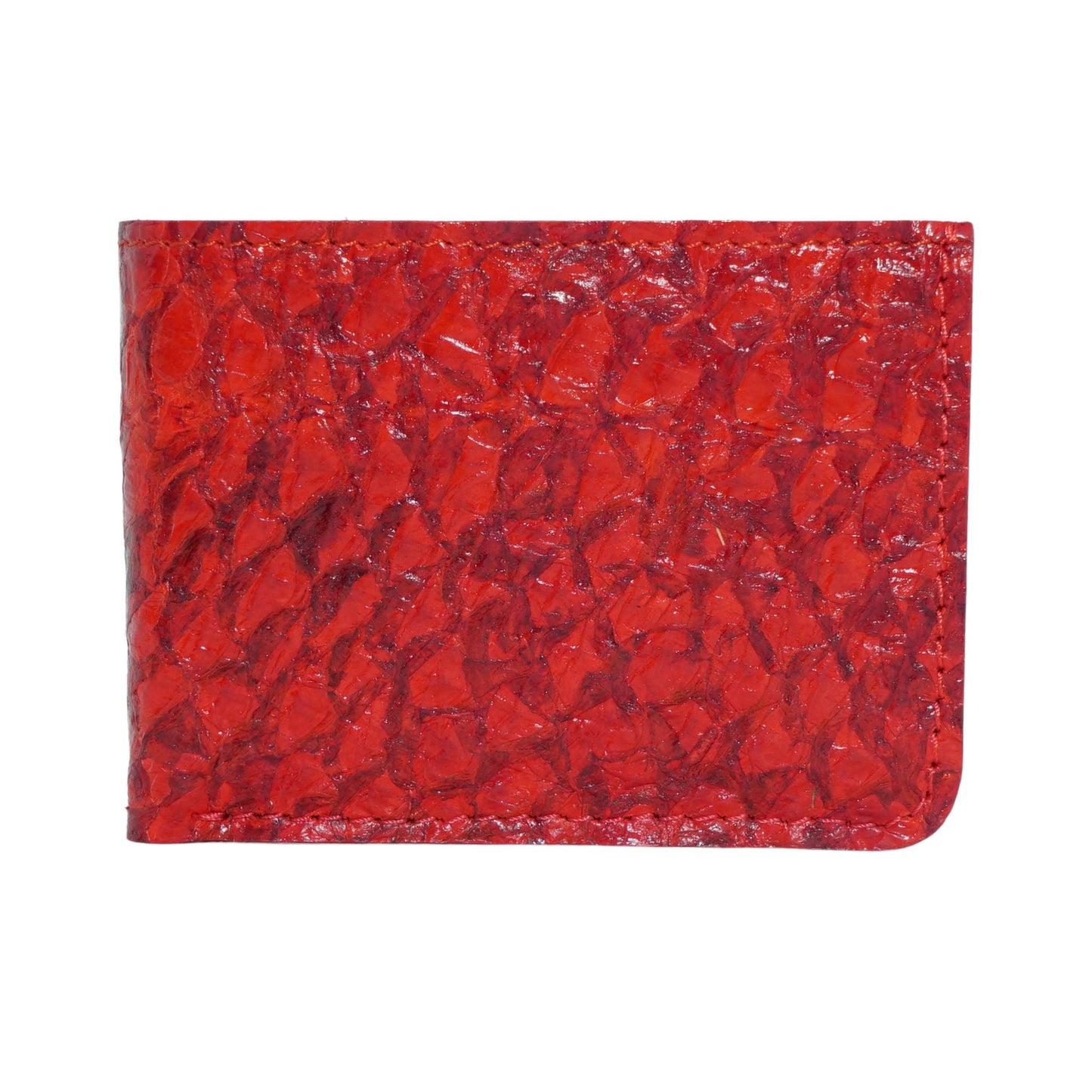 Genuine Slim Fish Wallets - Bifold Fish Leather Wallet  #color_red