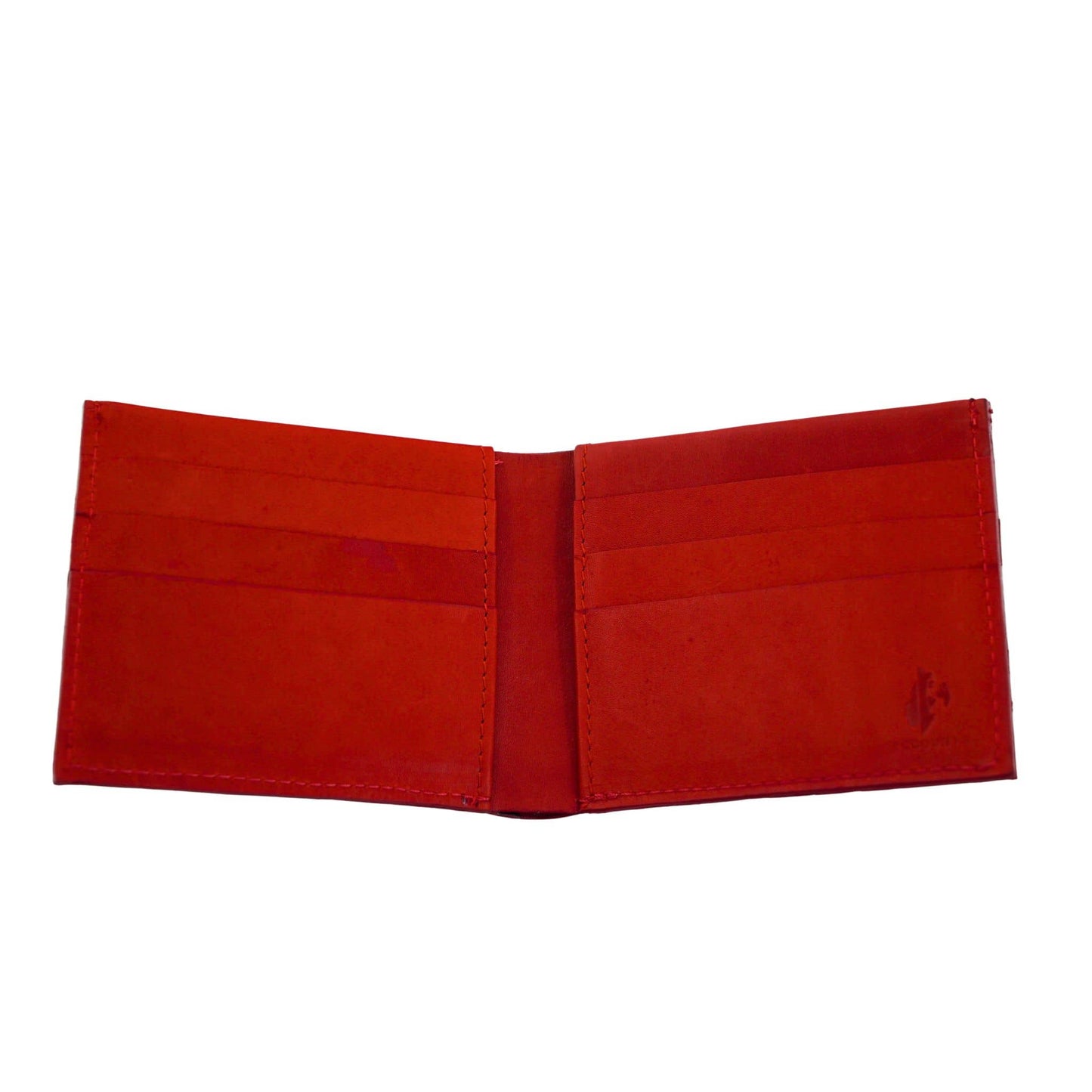 Men's Bifold Fish Wallets, Handmade Fish Skin Leather Wallet #color_red