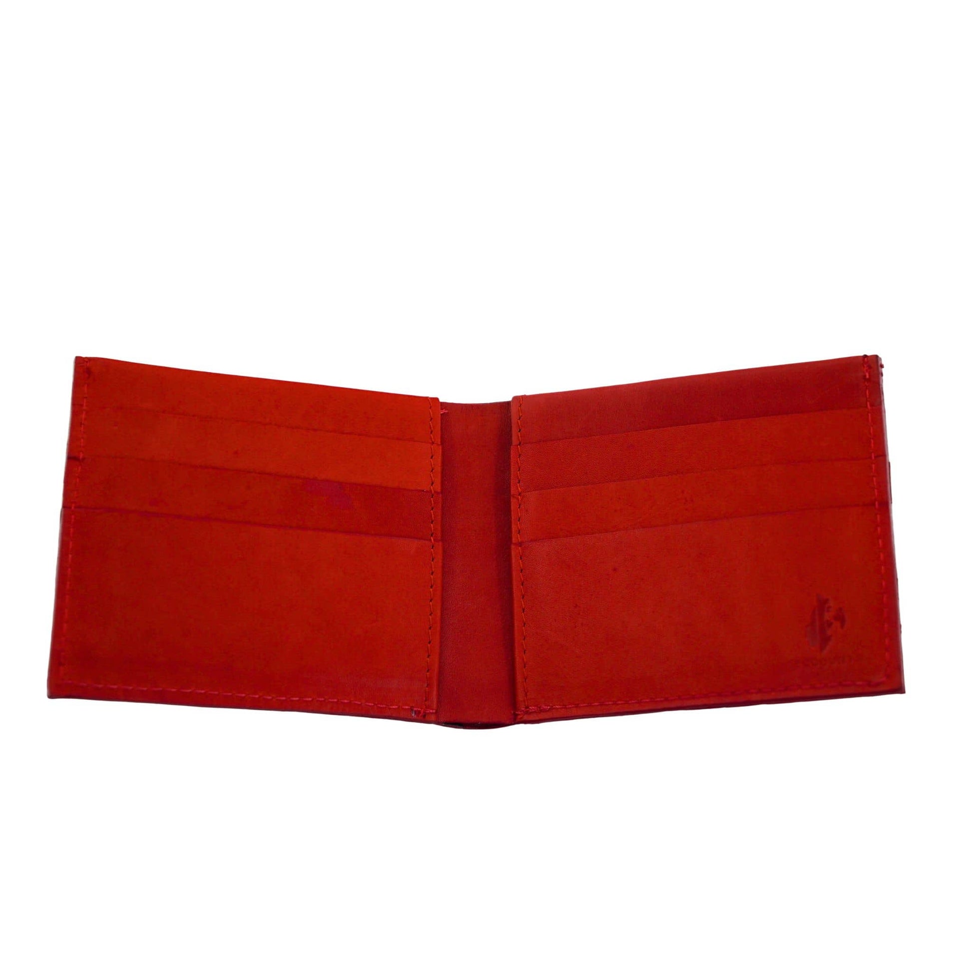 Men's Bifold Fish Wallets, Handmade Fish Skin Leather Wallet #color_red
