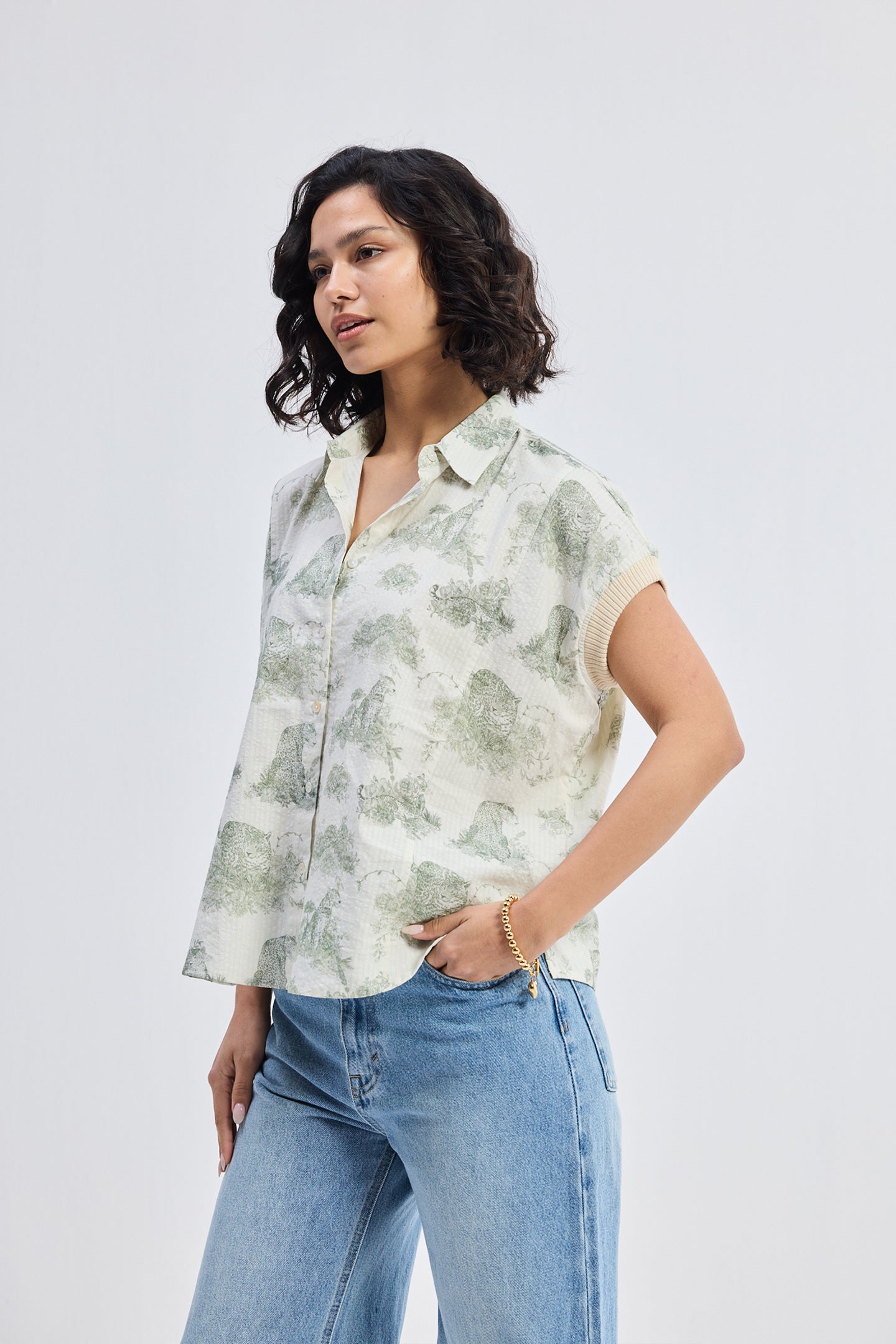 Relaxed-fit Button-down Shirt in Animal print